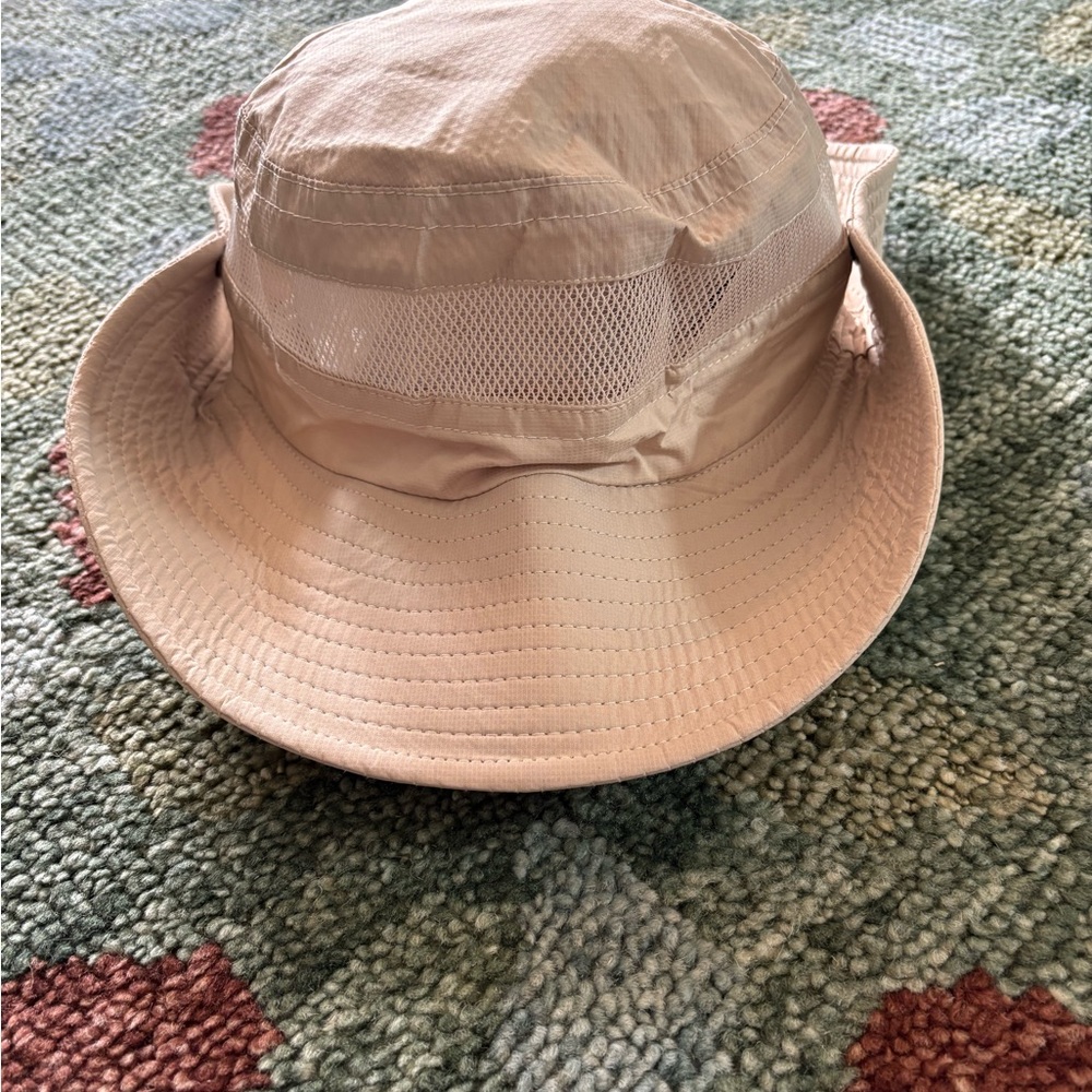 NEW TAN WIDE BRIM SUN BUCKET HAT, ONE SIZE, ADJUSTABLE STRAP/HEAD SIZE UPF 50 - Picture 8 of 10